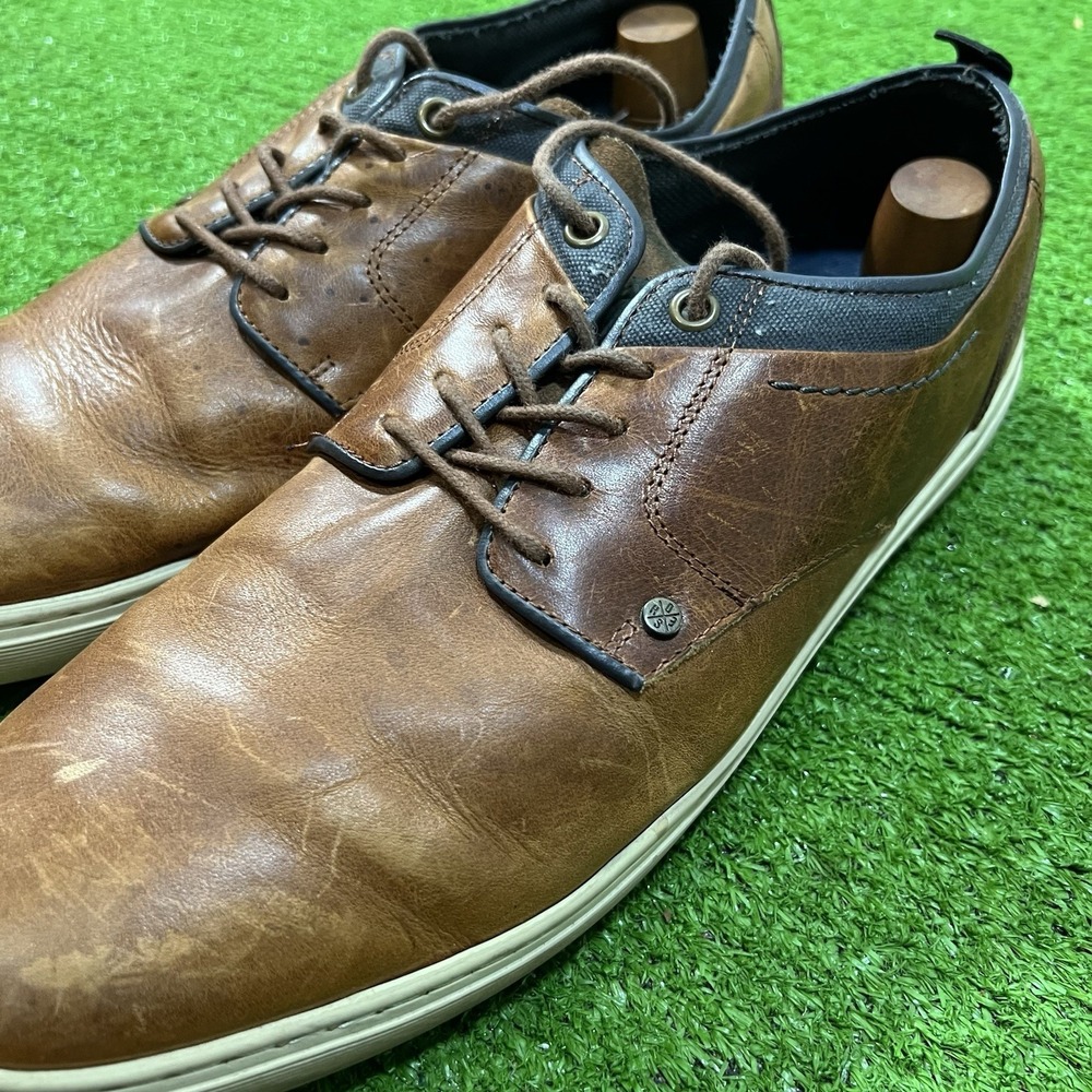 BullBoxer Leather Sneaker SZ 13 Pompey brown collegiate low-top Casual Dress